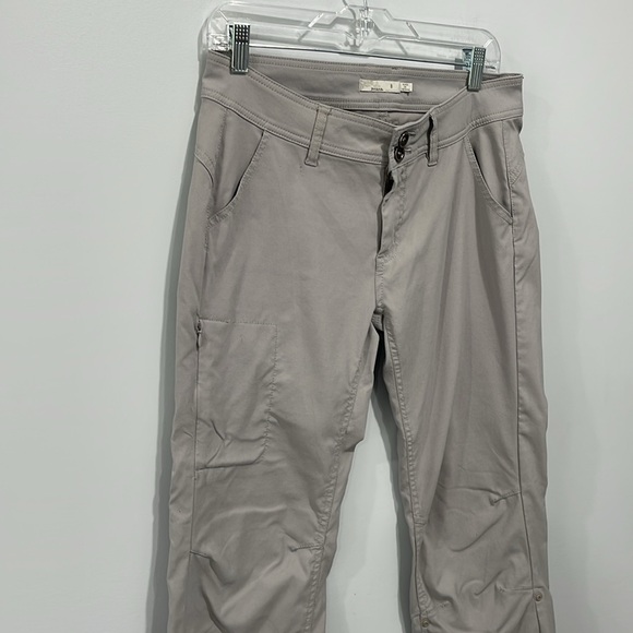 Prana nylon hiking pants size 8 women’s light gray roll up to Capri - Picture 4 of 16